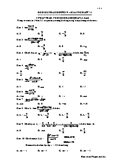 Đề kiểm tra chương IV - Giải tích lớp 11