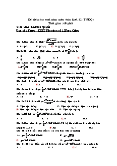 Đề kiểm tra cuối năm môn Toán khối 12