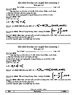 Đề kiểm tra Đại số và giải tích 11 chương II