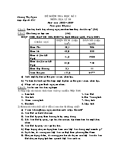 Đề kiểm tra học kì I môn: Địa lí 10 năm học: 2008 – 2009