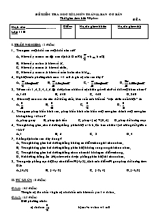 Đề kiểm tra học kì I- Môn Toán 11- Ban cơ bản