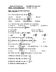 Đề kiểm tra học kì I - Trường THPT Hoàng Hóa 2