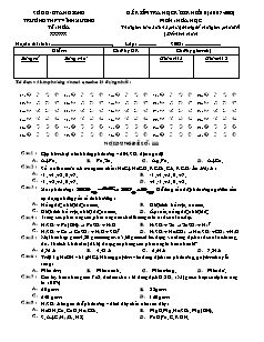 Đề kiểm tra học kì ii khối 10 năm học 2007 - 2008 môn: Hóa Học