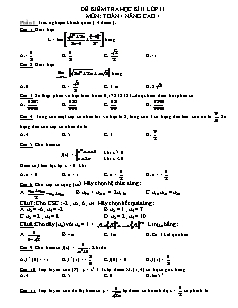 Đề kiểm tra học kì II lớp 11 môn: Toán Đại < nâng cao > tiết 45