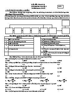 Đề kiểm tra học kì II môn: công nghệ khối 11 thời gian: 45 phút