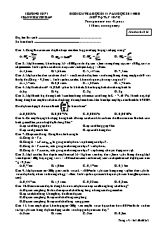 Đề kiểm tra học kì II năm học 2011 - 2012 môn Vật lý 10 nâng cao - Mã đề thi 213