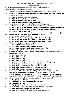 Đề kiểm tra học kỳ 1 môn: Vật lý 8