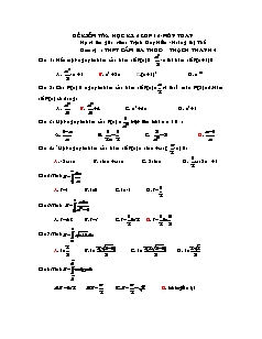 Đề kiểm tra học kỳ 2 lớp 12 - Môn Toán