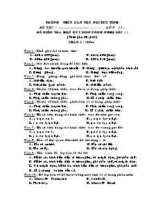 Đề kiểm tra học kỳ I môn công nghệ lớp 11 (thời gian 60 phút )