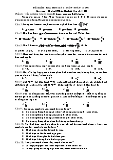 Đề kiểm tra học kỳ I - Môn toán 11   thời gian: 90 phút (không kể thời gian phát đề)