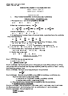 Đề kiểm tra học kỳ I môn: Toán lớp 11