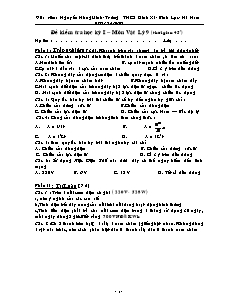 Đề kiểm tra học kỳ I - Môn Vật lý 9