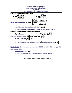 Đề kiểm tra học kỳ II môn: Toán - Lớp 11 (cơ bản) hệ: thpt