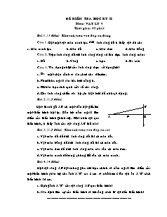 Đề kiểm tra học kỳ II môn: Vật lý 9