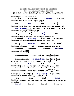 Đề kiểm tra kết thúc học kỳ I - Khối 12