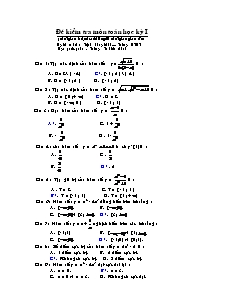 Đề kiểm tra môn Toán học kỳ I