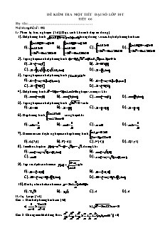 Đề kiểm tra một tiết Đại số lớp 10