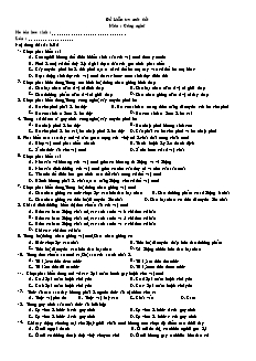 Đề kiểm tra một tiết Môn: Công nghệ 10