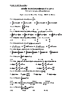 Đề kiểm tra trắc nghiệm học kỳ II - Lớp 12