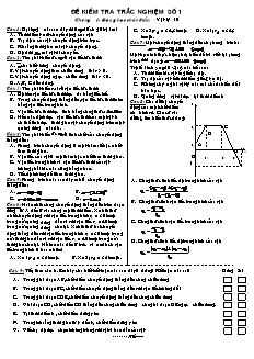 Đề kiểm tra trắc nghiệm môn Vật lý 10