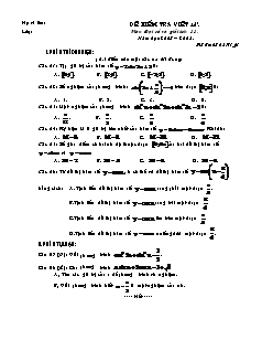 Đề kiểm tra viết 45 phút môn Đại số và giải tích 11