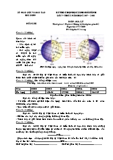 Đề Kỳ thi chọn học sinh giỏi tỉnh lớp 9 THCS năm học 2007 – 2008 môn : Địa lý thời gian: 150 phút (không kể thời gian giao đề)