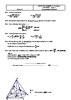 Đề ôn tập học kì 2 – Năm học môn Toán lớp 11 - Đề 13