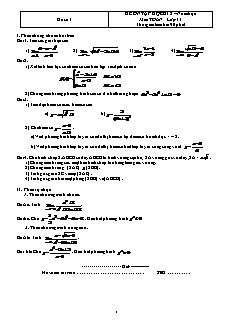 Đề ôn tập học kì 2 – Năm học môn Toán lớp 11 - Đề 1