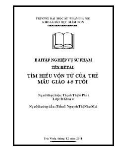 Đề tài Tìm hiểu vốn từ của trẻ mẫu giáo 4 - 5 tuổi