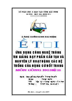 Đề tài Ứng dụng công nghệ thông tin giảng dạy phần cấu tạo và nguyên lý hoạt động các hệ thống của động cơ đốt trong môn công nghệ 11