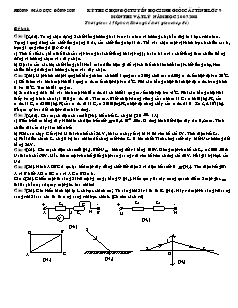 Đề thi chọn đội tuyển học sinh giỏi cấp tỉnh lớp 9 môn thi Vật Lý
