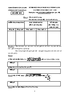 Đề thi giải toán trên máy tính casio cấp THCS tỉnh Tuyên Quang năm học 2007 - 2008 (có đáp án)