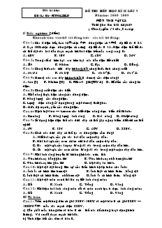 Đề thi hết học kì II lớp 9 năm học 2008 - 2009 môn thi: Vật Lý