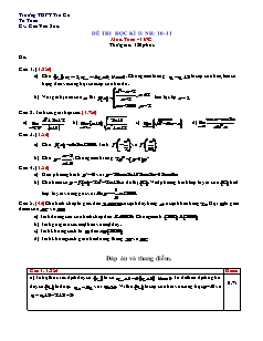 Đề thi học kì II môn: Toán - 11NC