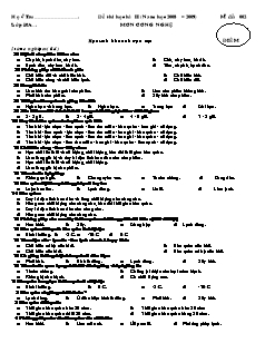 Đề thi học kì ii (năm học 2008 – 2009) môn Công Nghệ