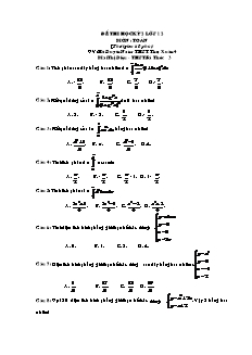 Đề thi học kỳ 2 lớp 12 môn: Toán