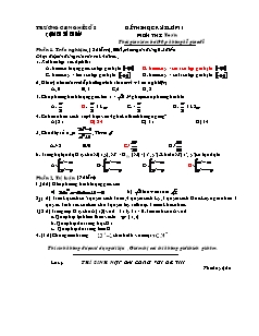 Đề thi học kỳ I lớp 11 môn thi: Toán