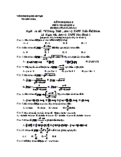 Đề thi học kỳ I môn: Toán lớp 12