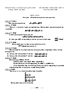 Đề thi học sinh giỏi lớp 11 môn Toán trường THPT Lộc Bình năm học 2009-2010