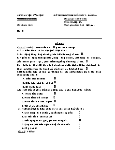 Đề thi học sinh giỏi lớp 9 - Bảng A năm học 2005-2006 môn thi: Địa lý thời gian làm bài: 150 phút