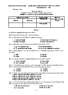 Đề thi học sinh giỏi lớp 9 THCS cấp tỉnh năm học 2007 - 2008 môn thi: Địa lý thời gian: 90 phút (không kể thời gian giao nhận đề)