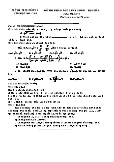 Đề thi khảo sát chất lượng học kì I môn Toán 9
