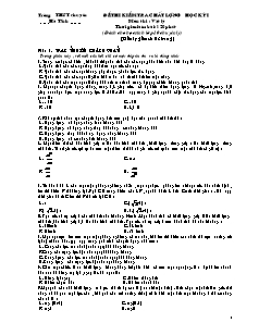 Đề thi kiểm tra chất lượng học kỳ I môn thi Vật Lý