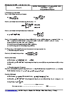 Đề thi thử học kì 2 – Năm học 2010 – 2011 môn Toán lớp 11