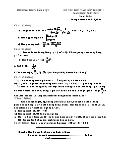 Đề thi thử vào lớp 10 đợt 1 năm học 2012-2013 môn: Toán thời gian làm bài: 120 phút