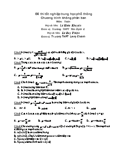 Đề thi tốt nghiệp trung học phổ thông Chương trình không phân ban