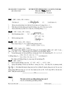 Đề thi tuyển sinh đại học, cao đẳng năm 2002 môn: Toán, Khối D