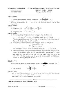 Đề thi tuyển sinh đại học, cao đẳng năm 2003 môn: Toán, Khối D