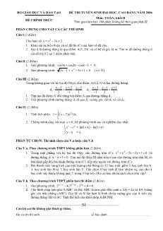 Đề thi tuyển sinh đại học, cao đẳng năm 2006 môn: Toán, Khối D
