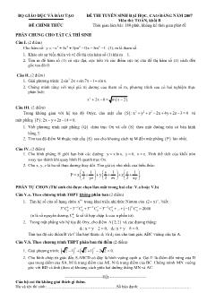Đề thi tuyển sinh đại học, cao đẳng năm 2007 môn thi: Toán, Khối B